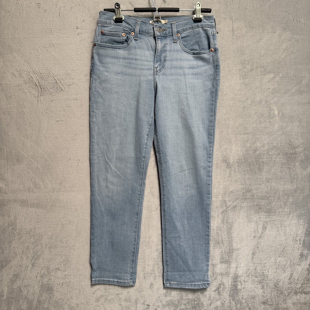 Levis Boyfriend Jeans Womens 27 Light Wash Mid Rise Relaxed Stretch Denim